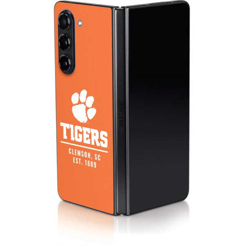 Clemson University Tigers Est 1889 Orange Galaxy Z Fold5 5G Skin